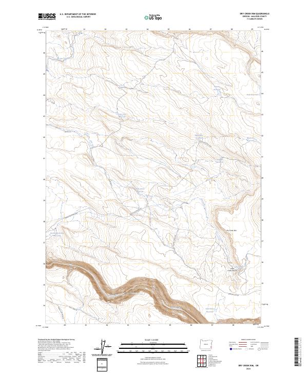 US Topo 7.5-minute map for Dry Creek Rim OR