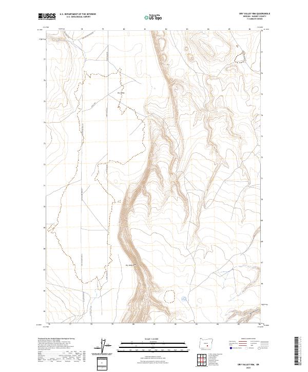 US Topo 7.5-minute map for Dry Valley Rim OR