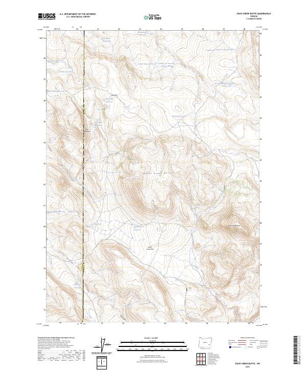 US Topo 7.5-minute map for Duck Creek Butte OR
