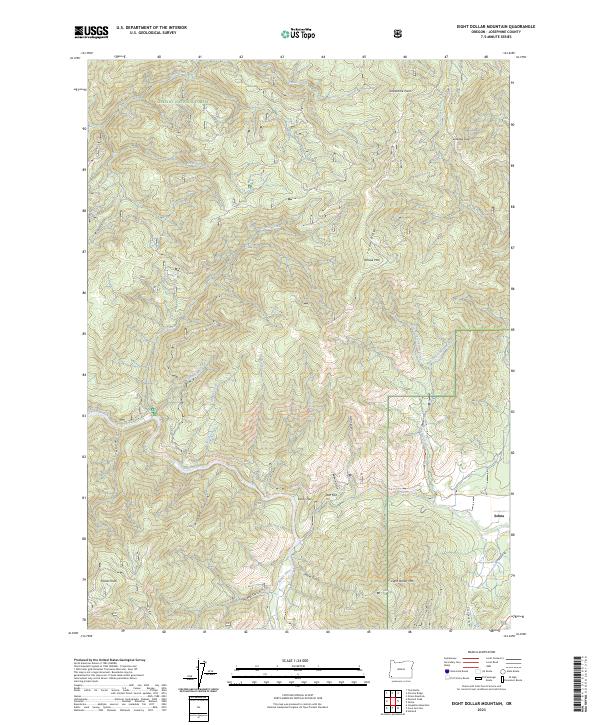 US Topo 7.5-minute map for Eight Dollar Mountain OR