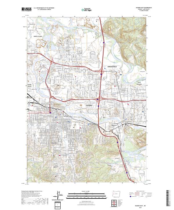 US Topo 7.5-minute map for Eugene East OR