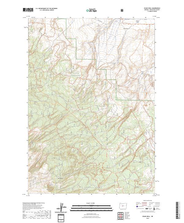 US Topo 7.5-minute map for Evans Well OR