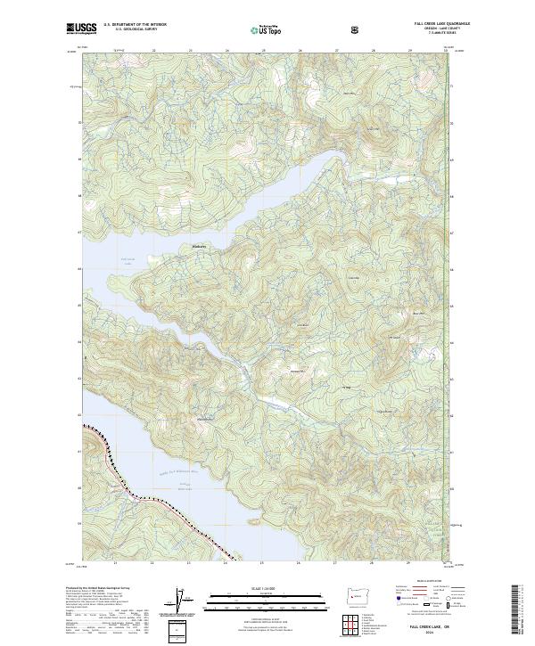 US Topo 7.5-minute map for Fall Creek Lake OR