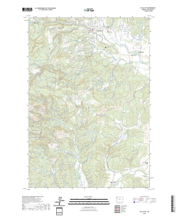 US Topo 7.5-minute map for Falls City OR