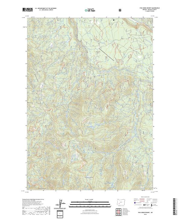 US Topo 7.5-minute map for Fish Creek Desert OR