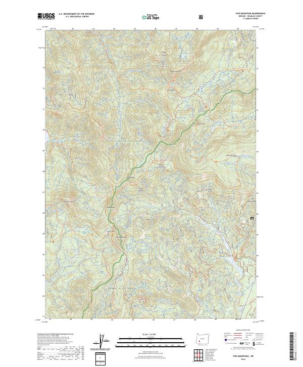 US Topo 7.5-minute map for Fish Mountain OR