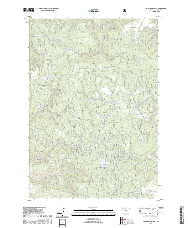 US Topo 7.5-minute map for Five Hundred Flat OR