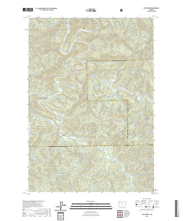 US Topo 7.5-minute map for Five Rivers OR