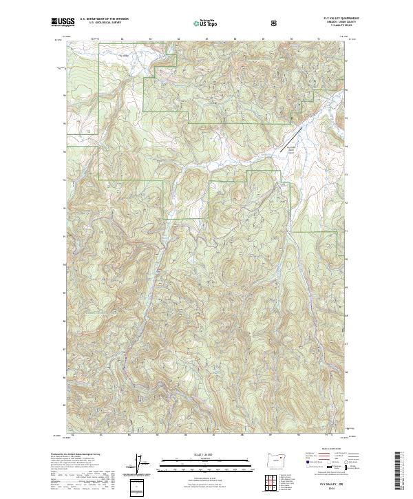 US Topo 7.5-minute map for Fly Valley OR