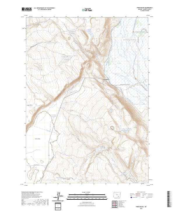 US Topo 7.5-minute map for Frenchglen OR