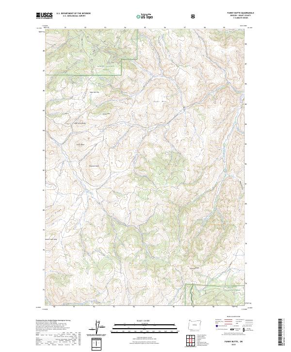 US Topo 7.5-minute map for Funny Butte OR