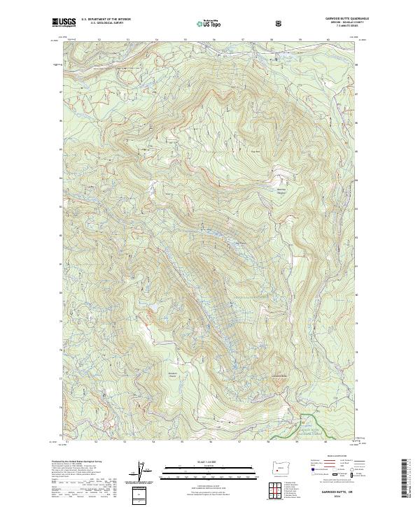 US Topo 7.5-minute map for Garwood Butte OR
