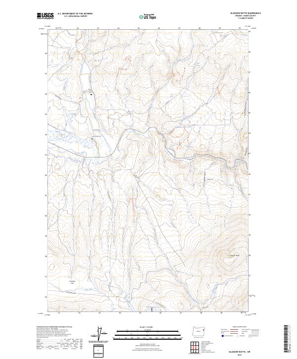 US Topo 7.5-minute map for Glasgow Butte OR