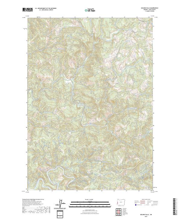 US Topo 7.5-minute map for Golden Falls OR