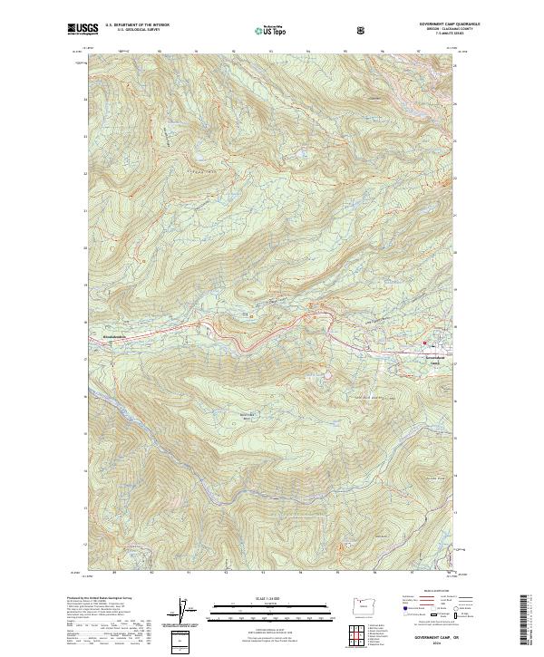 US Topo 7.5-minute map for Government Camp OR