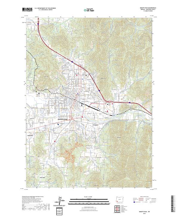 US Topo 7.5-minute map for Grants Pass OR