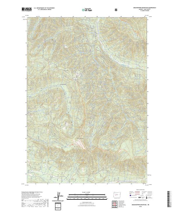 US Topo 7.5-minute map for Grasshopper Mountain OR
