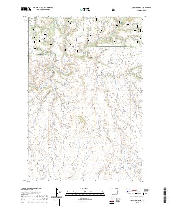 US Topo 7.5-minute map for Greenwood Butte OR