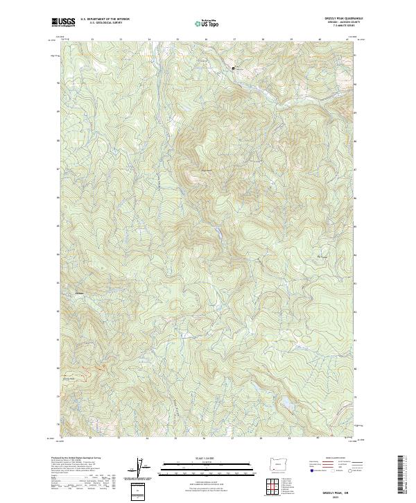 US Topo 7.5-minute map for Grizzly Peak OR
