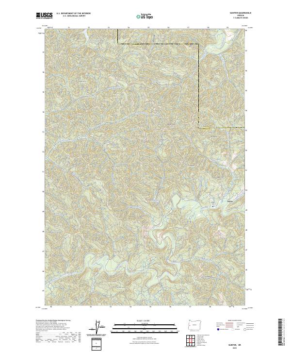 US Topo 7.5-minute map for Gunter OR