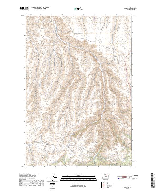 US Topo 7.5-minute map for Gurdane OR