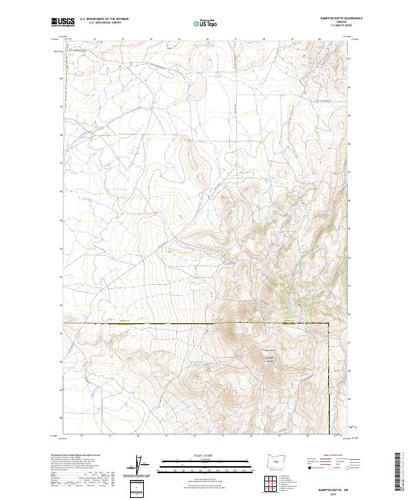 US Topo 7.5-minute map for Hampton Butte OR