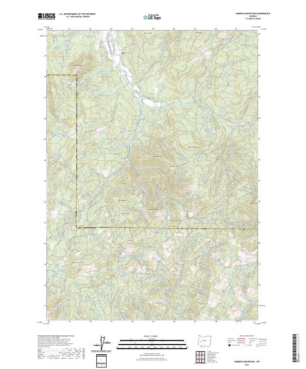 US Topo 7.5-minute map for Harness Mountain OR