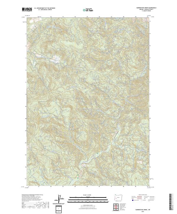 US Topo 7.5-minute map for Harrington Creek OR