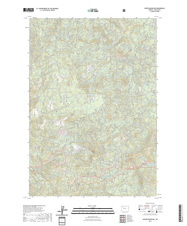 US Topo 7.5-minute map for Harter Mountain OR