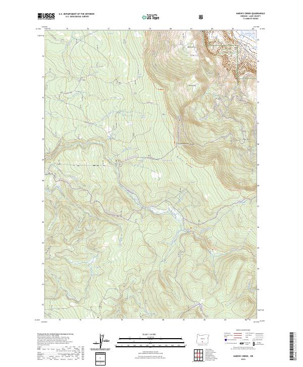 US Topo 7.5-minute map for Harvey Creek OR