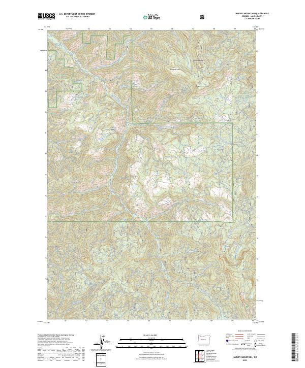 US Topo 7.5-minute map for Harvey Mountain OR