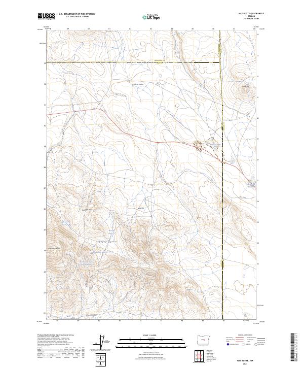 US Topo 7.5-minute map for Hat Butte OR