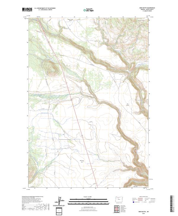US Topo 7.5-minute map for Hehe Butte OR