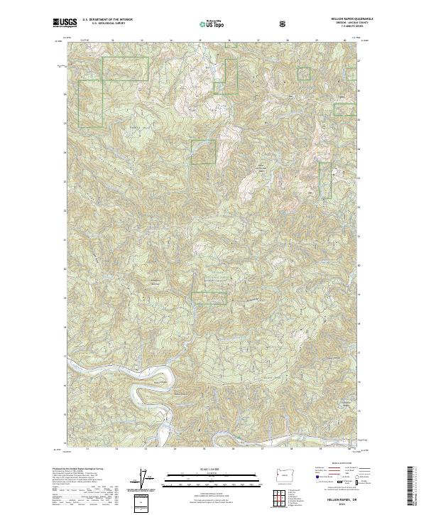 US Topo 7.5-minute map for Hellion Rapids OR