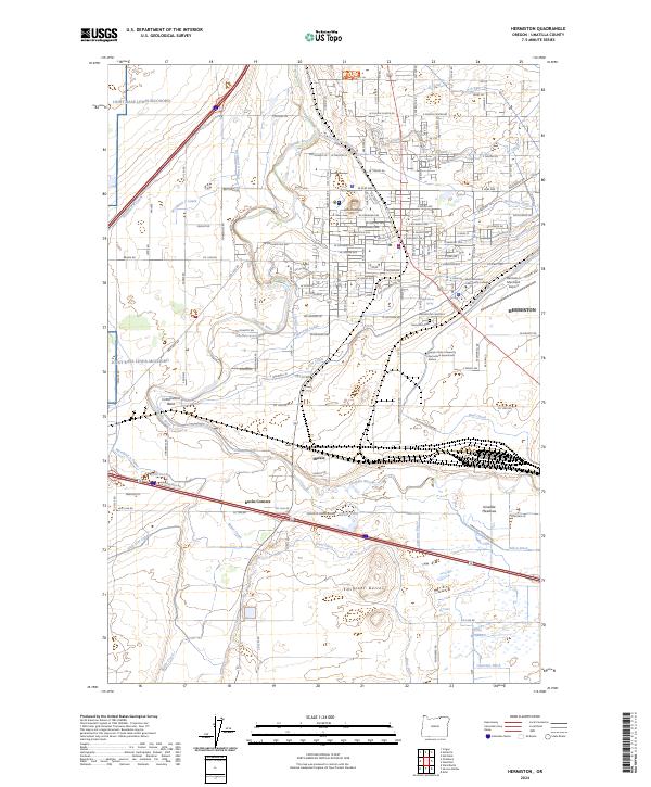 US Topo 7.5-minute map for Hermiston OR
