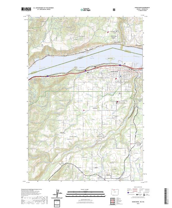 US Topo 7.5-minute map for Hood River ORWA