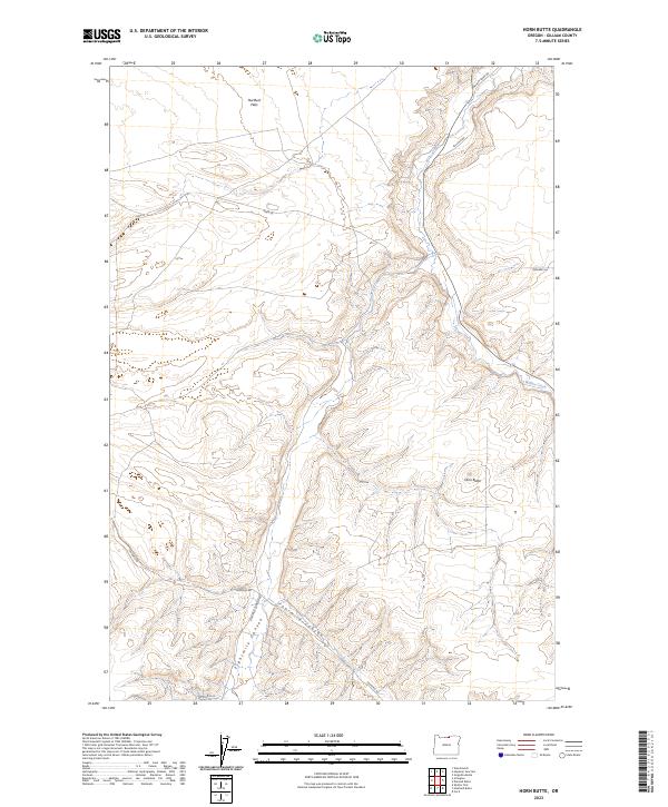 US Topo 7.5-minute map for Horn Butte OR