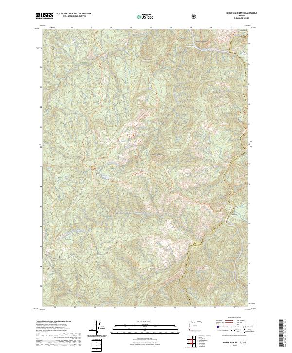 US Topo 7.5-minute map for Horse Sign Butte OR