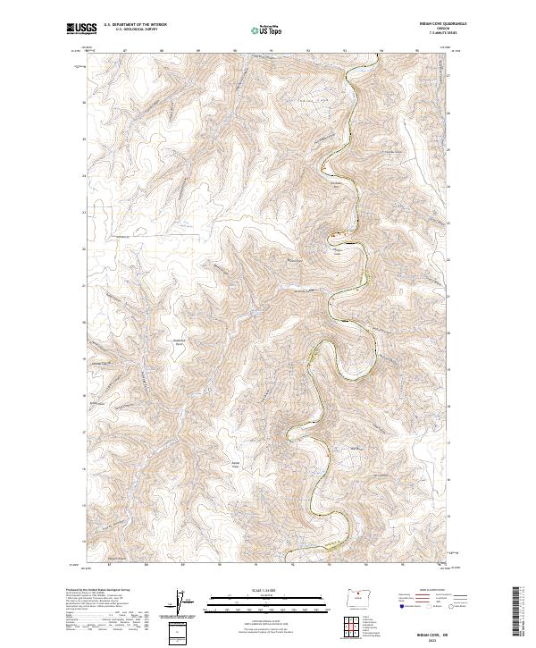 US Topo 7.5-minute map for Indian Cove OR