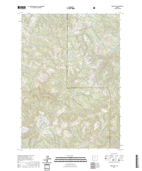 US Topo 7.5-minute map for Ivers Peak OR