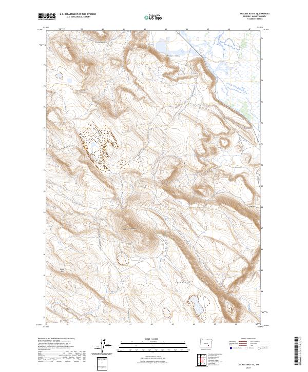 US Topo 7.5-minute map for Jackass Butte OR
