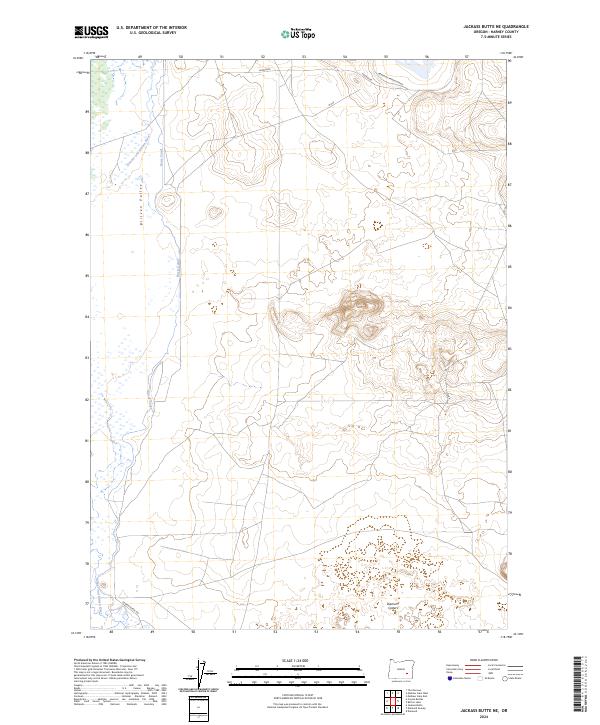 US Topo 7.5-minute map for Jackass Butte NE OR