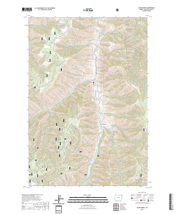 US Topo 7.5-minute map for Jaynes Ridge OR