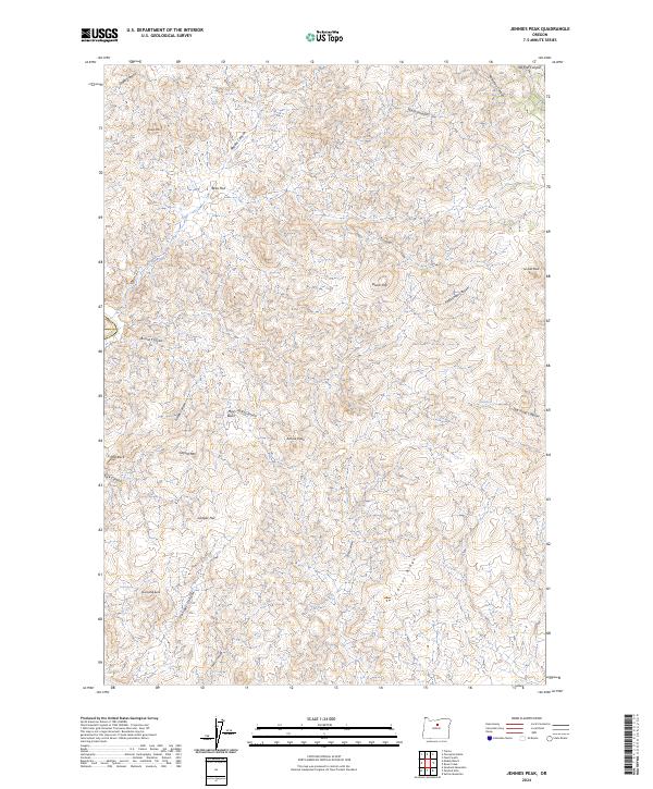 US Topo 7.5-minute map for Jennies Peak OR