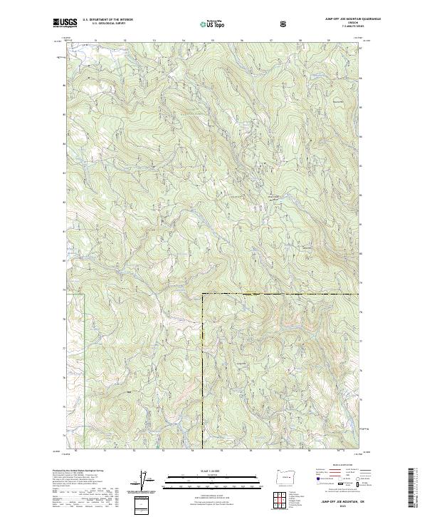 US Topo 7.5-minute map for Jump-off Joe Mountain OR – American Map Store