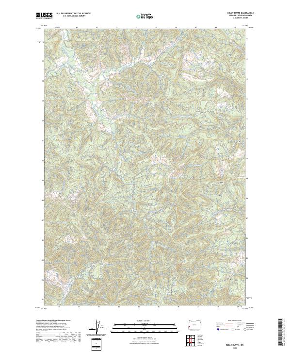 US Topo 7.5-minute map for Kelly Butte OR