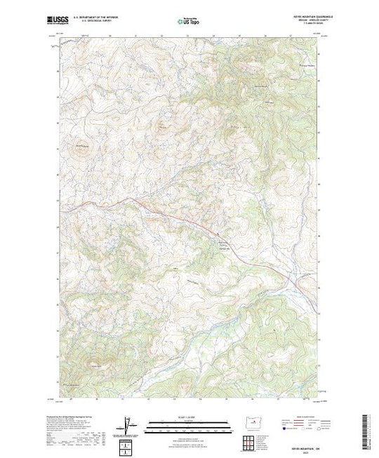 US Topo 7.5-minute map for Keyes Mountain OR – American Map Store