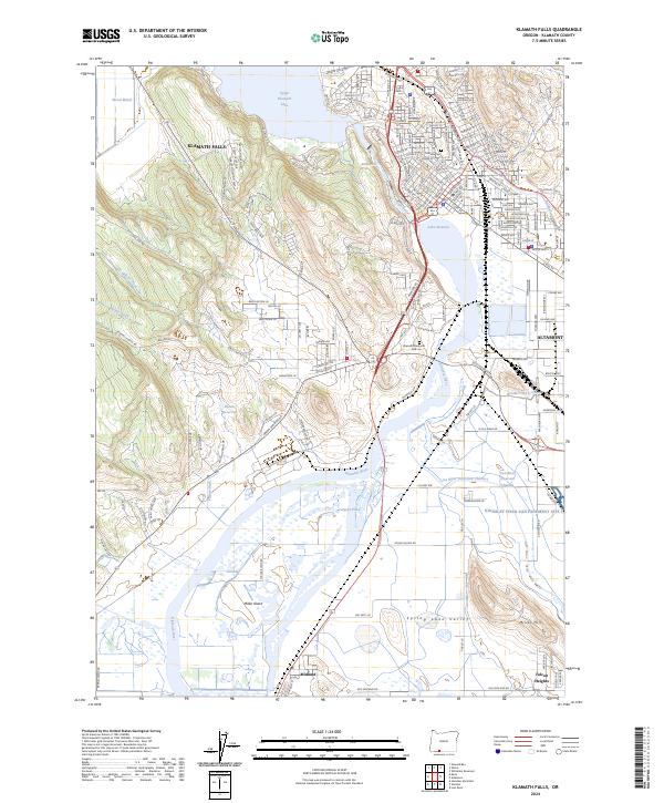 US Topo 7.5-minute map for Klamath Falls OR