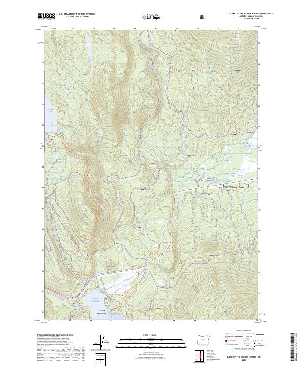 US Topo 7.5-minute map for Lake of the Woods North OR