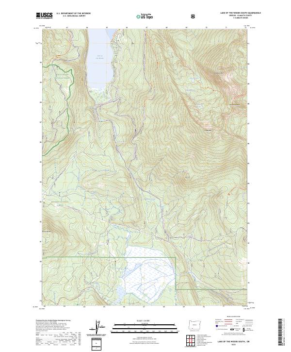 US Topo 7.5-minute map for Lake of the Woods South OR